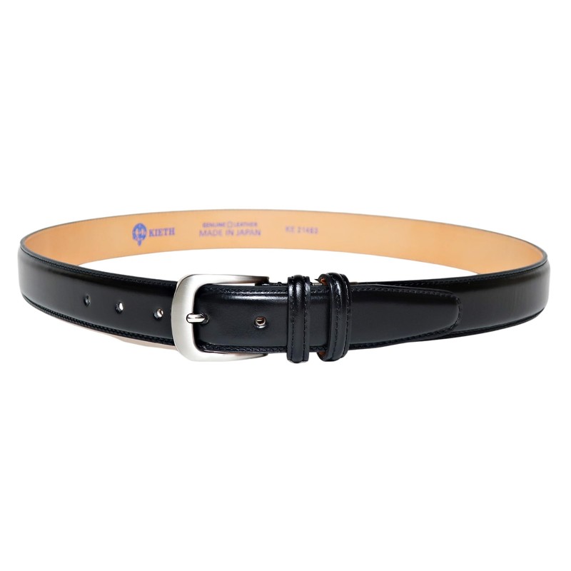 KIETH KE21463-19 Men's Business Belt, Genuine Leather, Black, Smooth Leather,