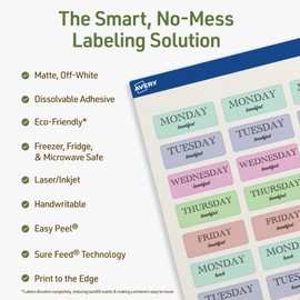 Avery Dissolvable Rectangle Labels, Sure Feed Technology, 2/3" x 1-3/4", Matte White, Print-to-The-Edge, Laser/Inkjet Printable, 1100 Labels Total