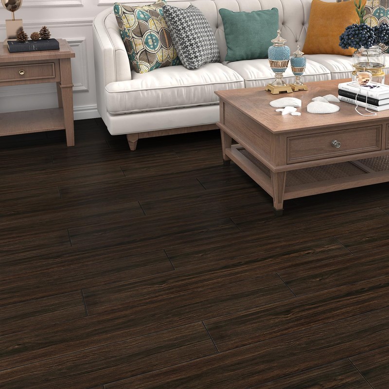 Wallderful 16 Pack Wood Peel and Stick Floor Tile Brown
