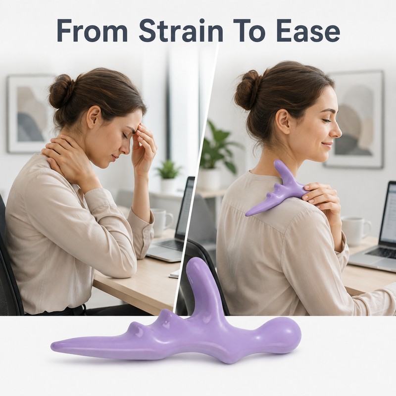 T-Shape Acupoint Massager for Targeted Pressure - Compact Manual Self-Massage