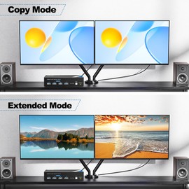 8K KVM Switch HDMI 2 Monitors 2 Computers, NEWCARE HDMI KVM Switch Dual Monitors 2 Computers Share 4 USB 3.0 port, 4K@120Hz HDMI KVM Switch 2 Port for 2 PC, Desktop Controller and 2 USB Cable Included
