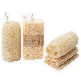 Natural Vietnamese Loofah Sponge, 100% Plant-Based Luffa Exfoliating Body Scrubber for Shower, Multi-Functional for Kitchen, Ideal for Men & Women, Spa & for Pet (2 Pack)