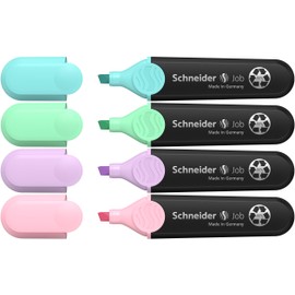 Schneider Schneider Job 150 Pastell Textmarker (aus recyceltem Kunststoff, ausgezeichnet mit Der blaue Engel) 4er Etui sortiert