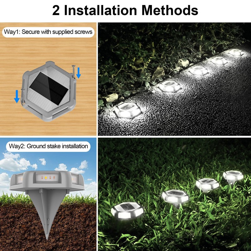 CREPOW Solar Dock Lights Driveway Deck Lights - 12 Packs
