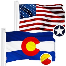 UD_G128 Combo Pack: American USA Flag 4x6 Ft & Colorado CO State Flag 4x6 Ft  Both ToughWeave Series Embroidered Polyester, Embr