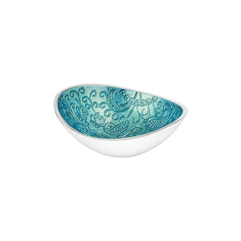 Bitto JALINA Incense Bowl Mint with Paisley Pattern Aluminium Oval