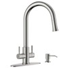 APPASO 2 Handle Kitchen Faucet with Soap Dispenser, Brushed Nickel