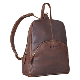 STILORD 'Josephine' Leather Backpack Women's Small Genuine Leather with Many Compartments Ideal as a Daypack City Backpack Daypack City Backpack and Backpack Hand Bag, Cognac - Dark Brown, vintage
