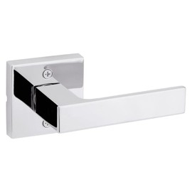 Kwikset Singapore Dummy Door Handle, Single Sided Lever for Closets, French Double Doors, and Pantry, Polished Chrome Non-Turning Reversible Interior Push/Pull Lever