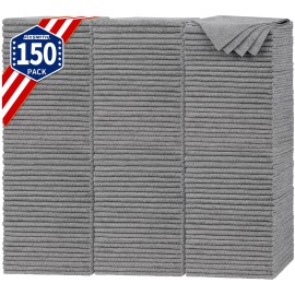 FIXSMITH Shop Towels, Pack of 150, Grey Microfiber Cleaning Cloth Bulk, Micro...