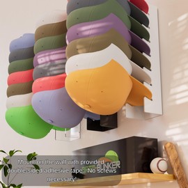 Brim Bunker | Premium Hat Display For Baseball Caps | Pack of 2 | Strong Acrylic Cap Rack For Closet, Bedroom, Dresser | Holds Up To 14 Caps | Mounts On Wall | Hat Organizer For Wall (Black, 14 Slots)