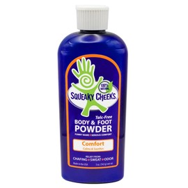 Squeaky Cheeks Comfort Blend cuerpo y polvo para pies (5 onzas)  Polvo orgánico sin talco y todo natural  Fórmula cómoda, aroma fresco con aceites... 