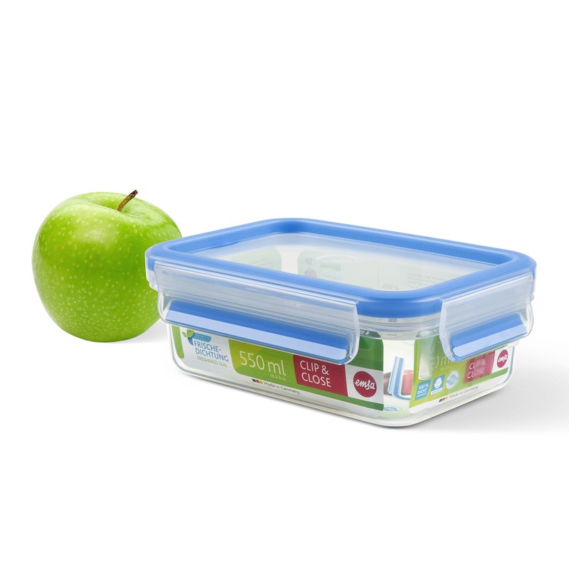 Emsa 508538 Rectangular Food Container with Lid, 0.55 Liter, Transparent
