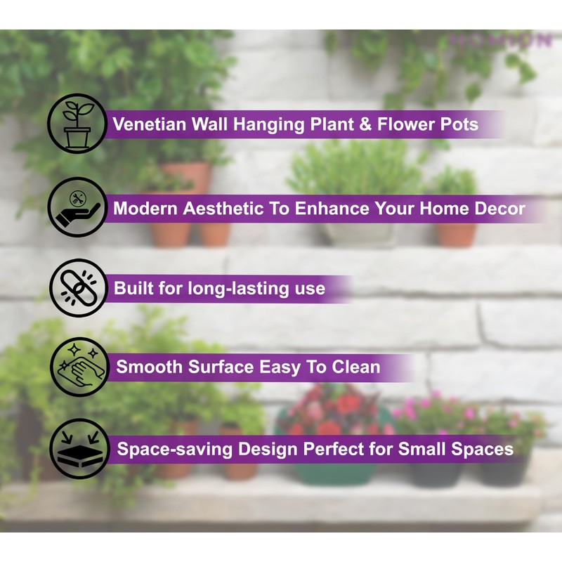 HOMION 31cm Venetian Wall Planter Hanging Basket Flower planter Plastic