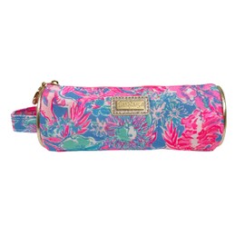 Lilly Pulitzer Pink Pencil Pouch Holder, Cute Travel Bag/Case with Carrying Handle and Zip Close, Viva La Lilly