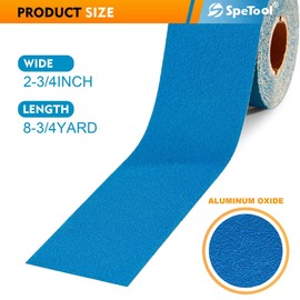 SpeTool 180 Grit Blue Film PSA Longboard Sandpaper Roll 2-3/4 Inch Wide Continuous 8-3/4 Yards, Ceramic Self Adhesive Stickyback Sand Paper for Hand Sander, Woodworking, Metal, Plastic, Automotive