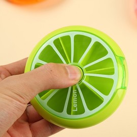 Lime Pill Box One-Touch Rotatable Pill Divider Case a week 4ea