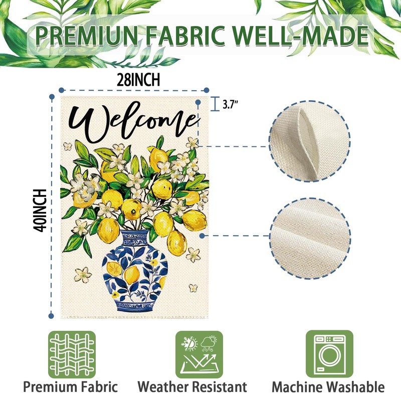 Tikeciti Lemon Tree Blue Vase House Flag Double Sided Large
