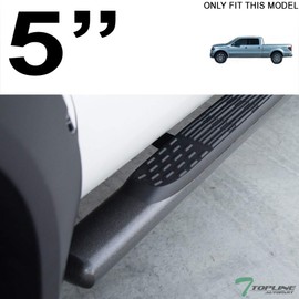 TLAPS 7422439594548 Compatible with 2009-2014 Ford F150 Super Crew (Crew) Cab 5" Oval Black Steel Side Step Nerf Bars