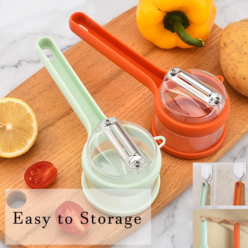 Vegetable Peeler with Container Double Sided Stainless Steel Blade Easy