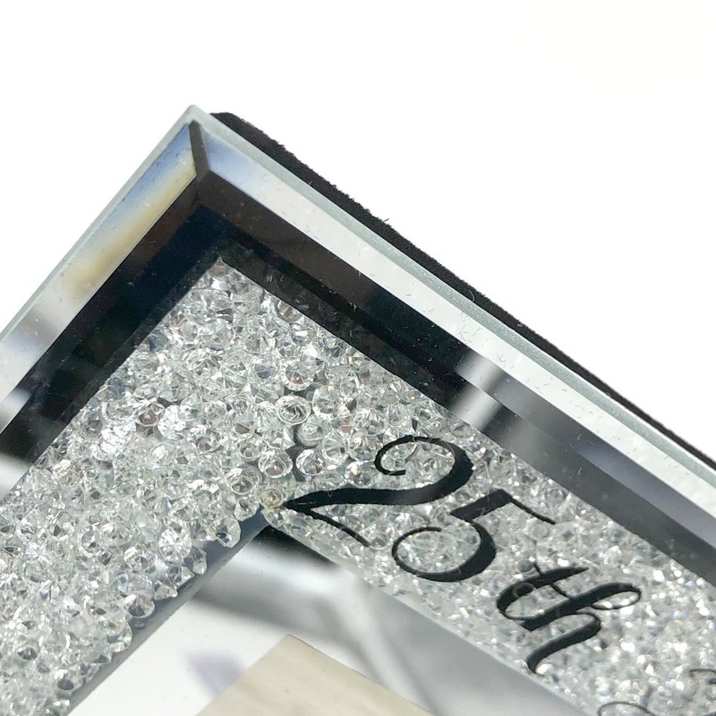 Wedding Anniversary 25th Silver Crystal Border 5 x 7 Photo