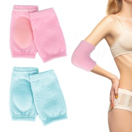 Wanmu 4Pcs Elbow Moisturizing Sleeves 4Pcs Elbow Pads with Gel for Women Soft Heel Socks Elbow Sleeves for SPA Moisturizing Dry Cracked Skin Care