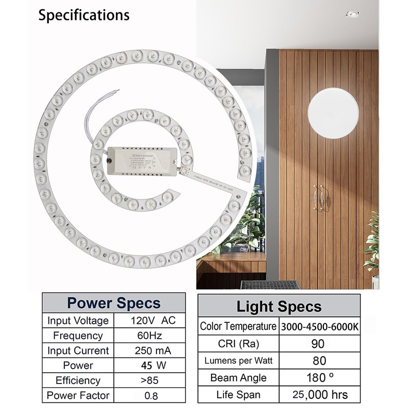 45W LED Close to Ceiling Flush Mount Fan Fandelier Retrofit