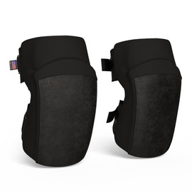 Paclord PRO Flooring Style Knee Pads with 3 Levels of Protection, Black, 1 Pair - Flat Napa Suede Leather & Multi Adjustable Fasteners - All Day Comfort, Made in USA