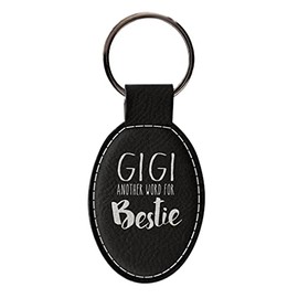 ThisWear Inspirational Gift for Gigi Another Word for Bestie Leatherette Oval Keychain Key Tag Black