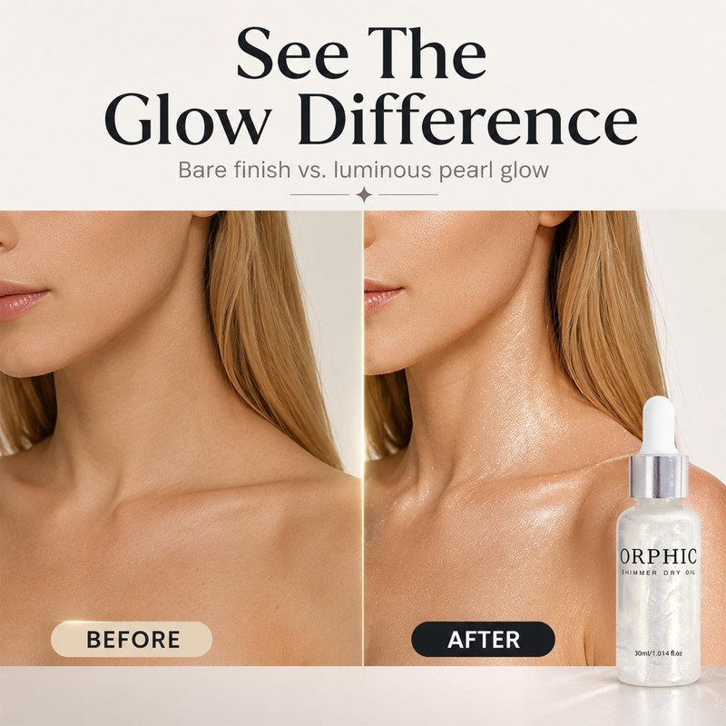 Dry Oil, Body Glitter Oil Liquid Highlighter, Fast-Absorbing Face Brighten,