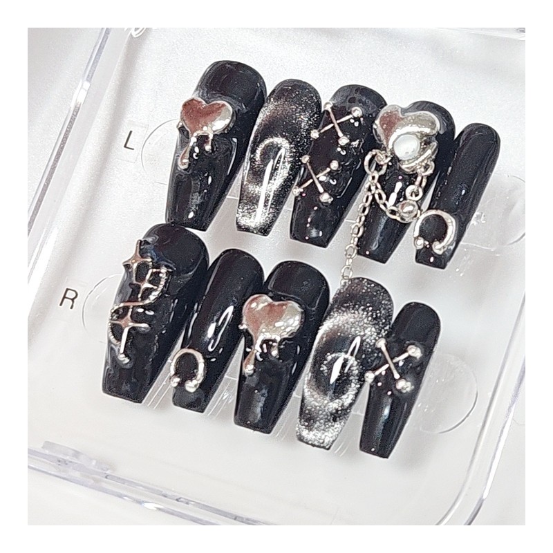 Unknown Black Handmade Nail Tips - Short Oval / 언노운
