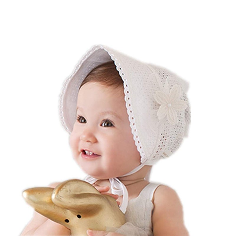 Baby Girl Toddlers Breathable Lacy Bonnet Eyelet Cotton Adjustable Sun