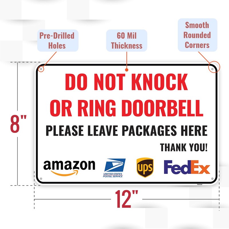 1PC Do Not Knock Or Ring Doorbell Sign 12 x