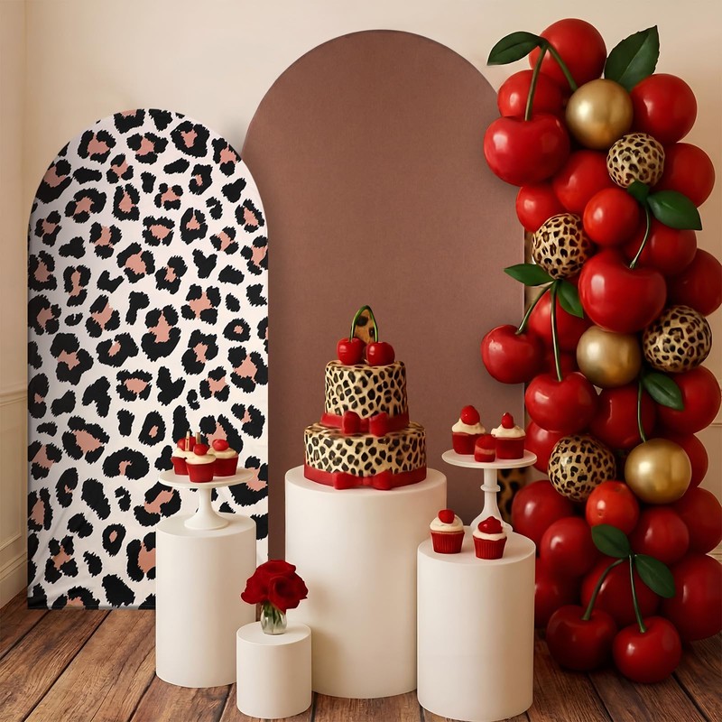 Chumia 2 Pcs Leopard Print Arch Covers Cheetah Backdrop Covers
