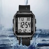 Digital Watch EL Backlit Waterproof Multifunctional Stylish Square Watch for