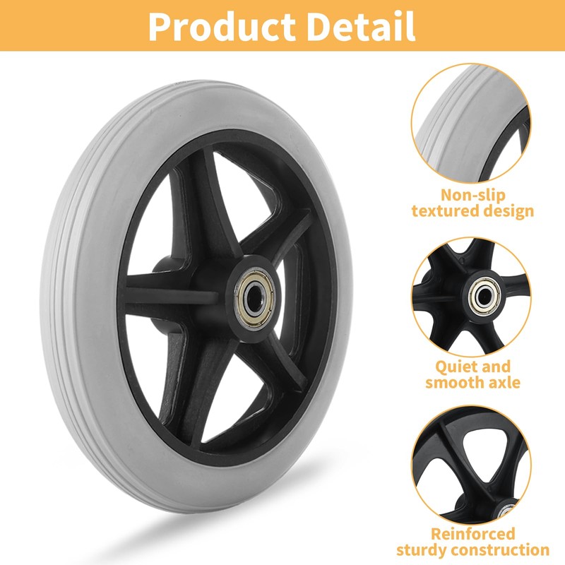 MUXHEL 4 Pcs Walker Wheels Replacement 6 Inch Solid Wheelchair