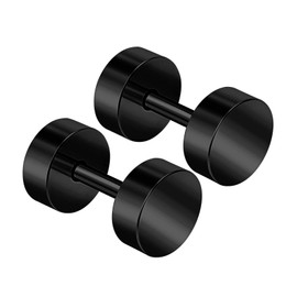 KJM Fashion Fake Plugs Piercing Anodised 1.2 mm 16 g Black Pack of 2, Stainless Steel