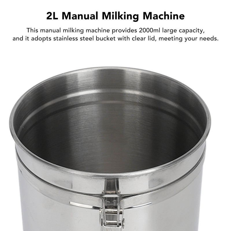 Manual Milking Machine 2L Capacity Effort Saving Operation Stainless Steel