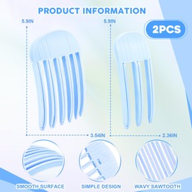 2Pcs Clips for Hair Volume 2 Size Natural Fluffy Hair Volume Tool for Woman No Crease Hair Root Lifting Instant Hair Volumizing Clips Without Damaging Hair（Blue）