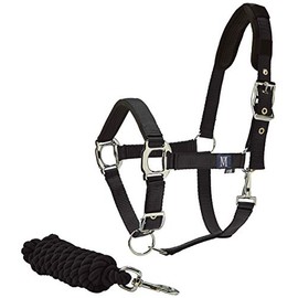 Mark Todd Deluxe Padded Headcollar With Lead Rope Full Black - Black, FULL