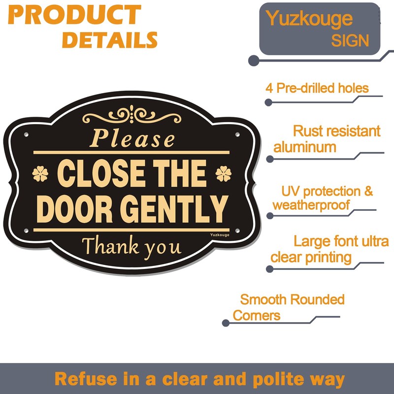 Yuzkouge 2 Pack Please Close The Door Gently Sign, 10”
