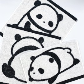 Imabari Towel Hand Towel, Set of 3, 13.8 x 13.4 inches (35 x 34 cm), Made in Japan, Imabari, 100% Cotton, Skin-friendly, Cute, 100% Cotton, Panda Goods, Kindergarten, Nursery, Panda Goods, Camping,