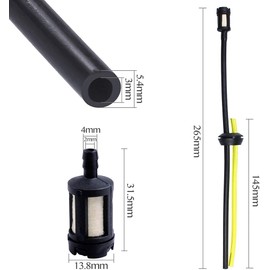 Set of 5, 2 Moor Fuel Hose Set (with Grommets) Fuel Filter Included, 2 Primary Pump Cups, 1 Grommet, Primary Pump Makita Carrying Mower Fuel Hose Set (Black)