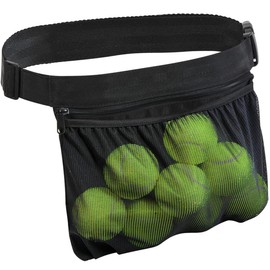 Beenle-Icey UK Tennis Ball Holder Adjustable Tennis Ball Waist Bag Sweatproof Oxford Cloth Mesh Ball Pouch Pickleball Training Holding Bag Accessory Can Hold 6-8 Tennis or 10-20 Golf Balls(black)