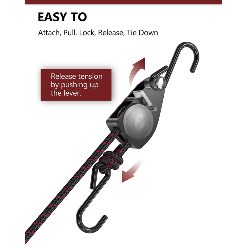 VIPARSPECTRA Ratchet Tie Down Straps, 1/4" Adjustable Rope Hangers [4