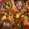 24 Pcs Christmas Paper Plates Red Green Merry Christmas Snowflake