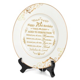 Urllinz 70th Birthday Gifts for Women Men-70th Birthday Plate with 24k Gold Foil,70th Birthday Decorations for Women,Best Gifts for 70 Year Old Woman