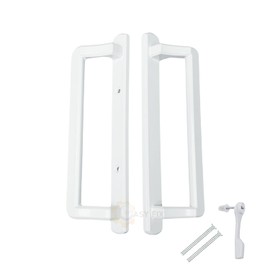 Easy Fix Hardware 10" PGT Sliding Door Handle Set | Interior and Exterior Sliding Door Handle with 3-7/8" Hole Spacing | Handle Replacement for Patio Glass Door - Mortise Lock NOT Included (White)