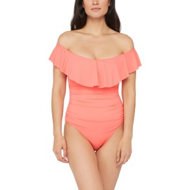 La Blanca Island Goddess - Traje de baño de una Pieza con Volantes y Hombros Descubiertos para Mujer, Ave del Paraiso, 8