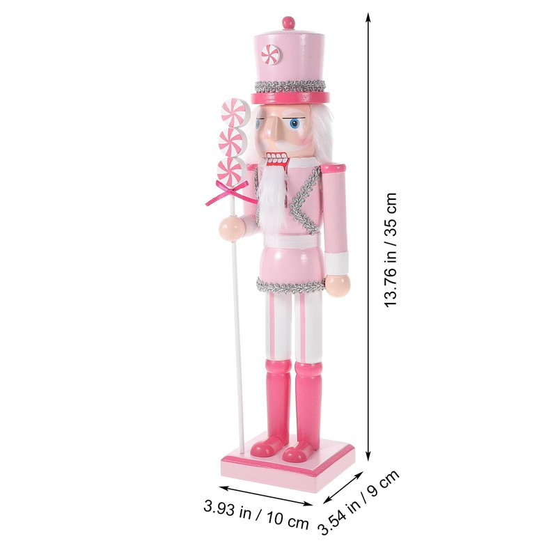 LIOOBO Pink Christmas Nutcracker: Pink Nutcracker Figures, 14-Inch Wooden Nutcracker,